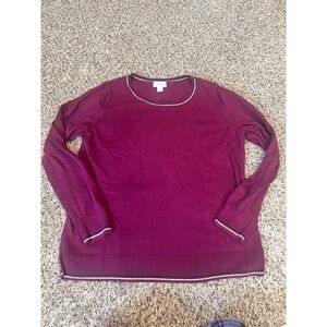 Old Navy Womens Burgundy Long Sleeve Crew Neck Sweater Size L Ribbed Trim